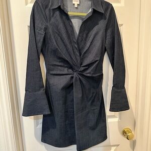 Cinq à Sept Dark Blue Twist Front Mini Dress